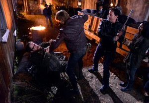 Zak Orth getting his ass kicked (again) as Aaron in "Revolution." Damn, I hope they're paying you the big bucks, son. Credit: Brownie Harris/NBC